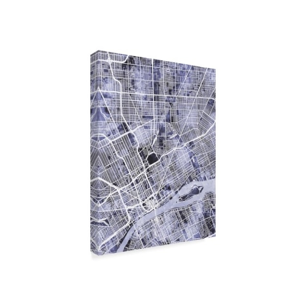Michael Tompsett 'Detroit Michigan City Map Blue' Canvas Art,35x47